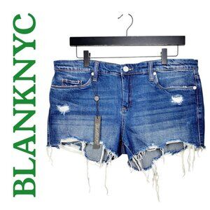NWT BLANKNYC LITTLE QUEENIE CUTOFF JEAN SHORTS DISTRESSED FRINGE, SIZE 30